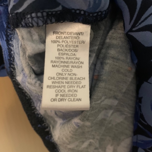 Loft Sleeveless Blue/Orange Floral Print Blouse - Picture 3 of 4